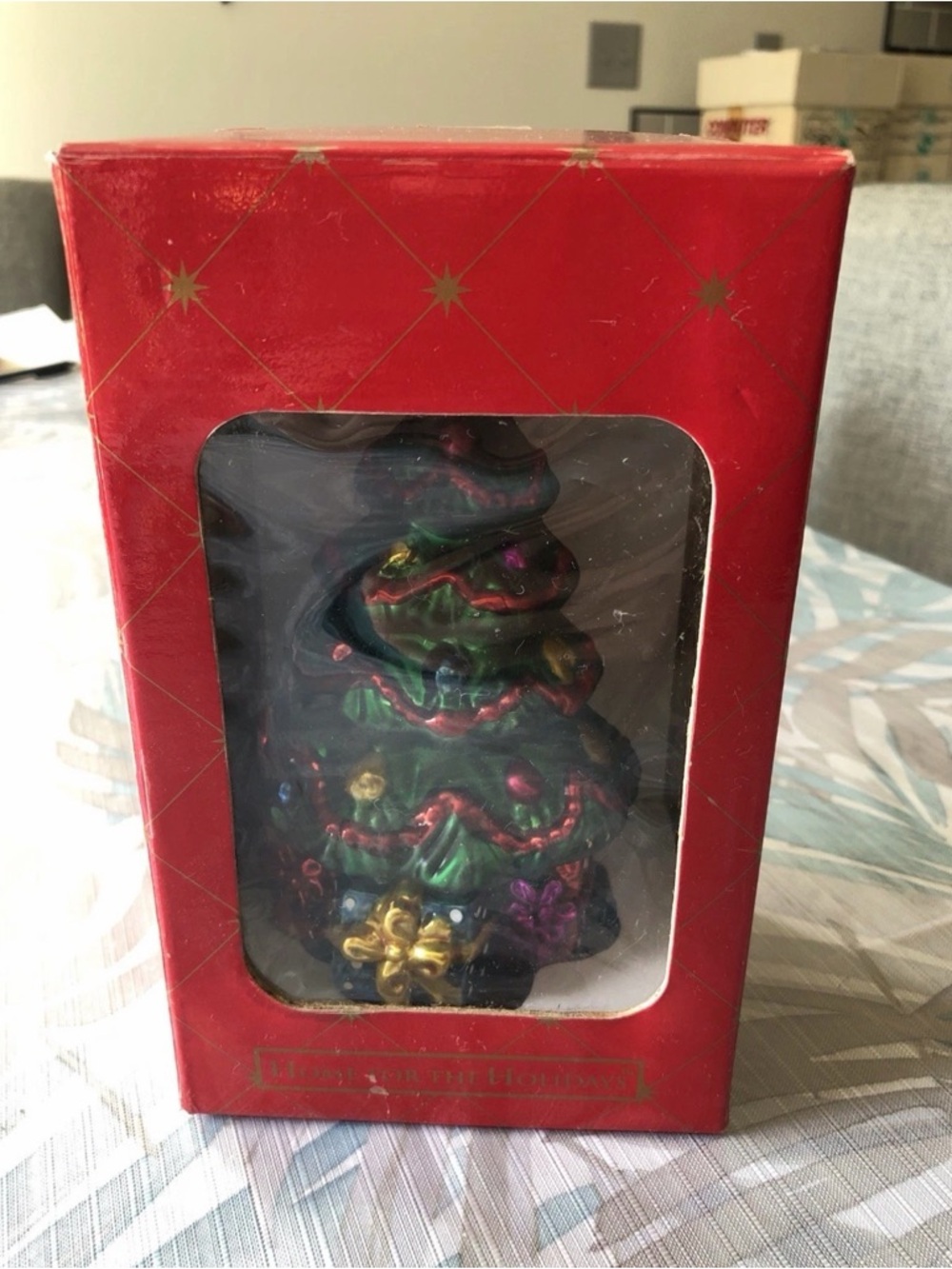 Handpainted Molded Christmas Tree Ornament, 7” Tall - NEW